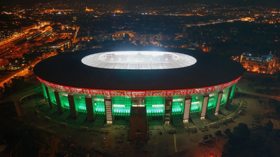 Puskás Aréna: gyönyörűen fest a nemzeti színekkel kivilágított stadion