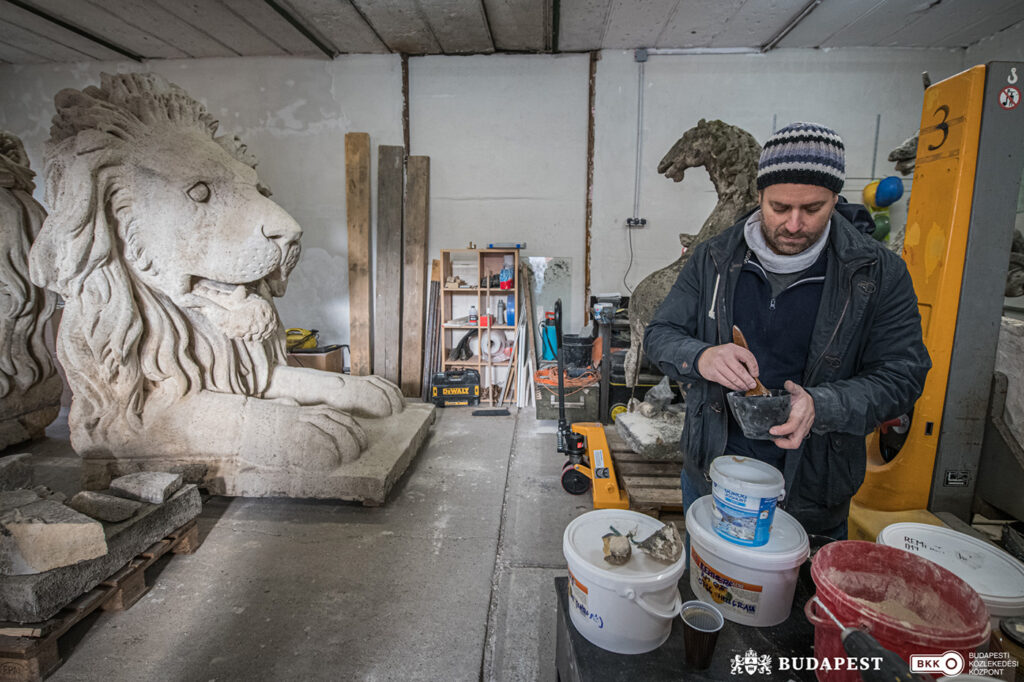 Kőoroszlán restaurálás