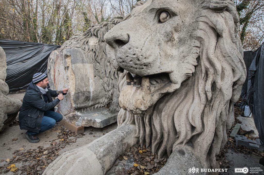 Kőoroszlán restaurálás